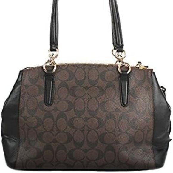 Coach Christie Carryall Signature Dark Brown Shoulder Bag Satchel Purse - Picture 2 of 9